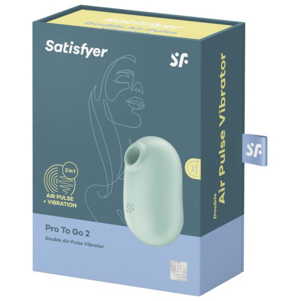 SATISFYER - PRO TO GO 2 DOUBLE AIR PULSE STIMULATOR & VIBRATOR GREEN 5